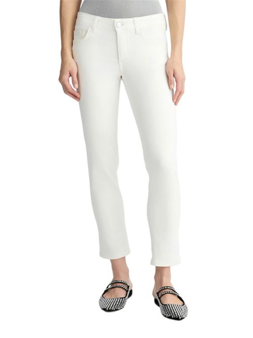 Pantaloni donna cropped risvolto cotone stretch bianchi LIU JO | UA5006-T259410701